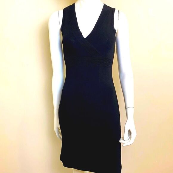 Ann Taylor Black Dress XSP Knit V-neckline - Picture 2 of 7